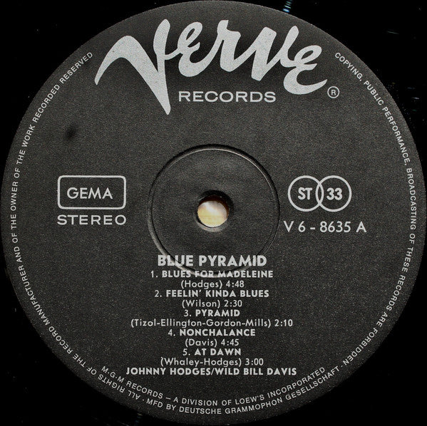 Johnny Hodges - Wild Bill Davis ~ Blue Pyramid (Vinyl) - Djungel & Jazz