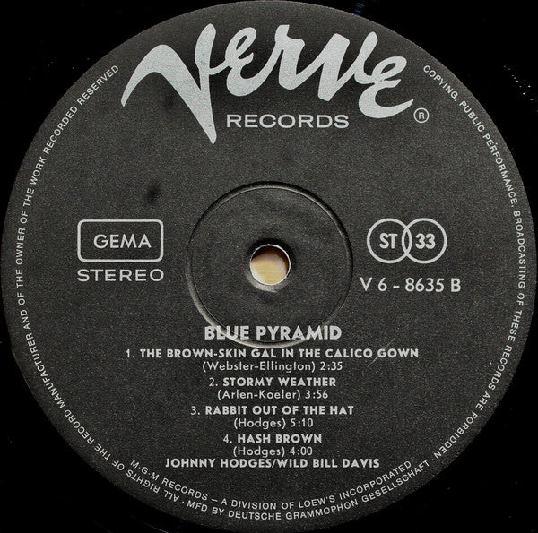 Johnny Hodges - Wild Bill Davis ~ Blue Pyramid (Vinyl) - Djungel & Jazz