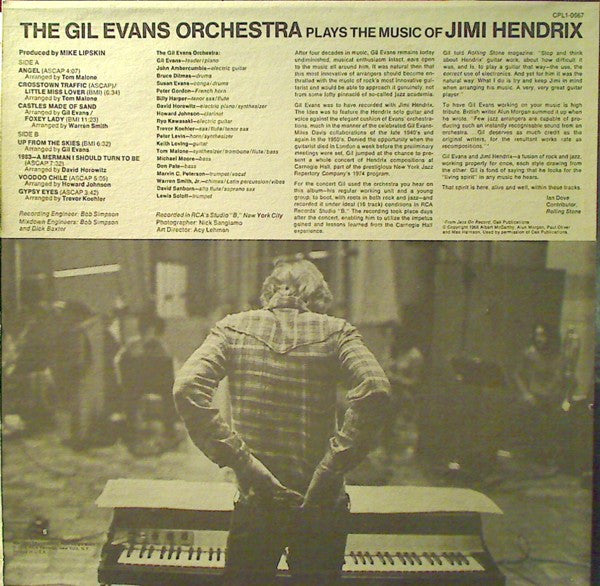 Gil Evans And His Orchestra ~ Plays The Music Of Jimi Hendrix (Vinyl) - Djungel & Jazz