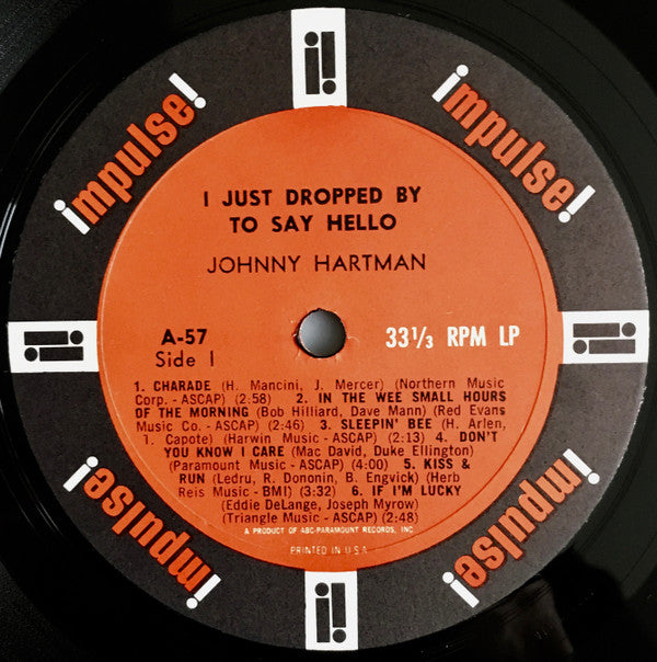 Johnny Hartman : I Just Dropped By To Say Hello (LP, Album, Mono)