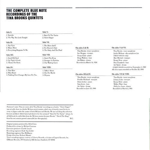 Tina Brooks ~ The Complete Blue Note Recordings Of The Tina Brooks Quintets (Vinyl) - Djungel & Jazz