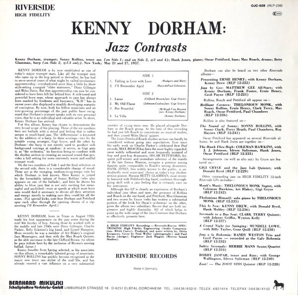 Kenny Dorham : Jazz Contrasts (LP, Album, RE)