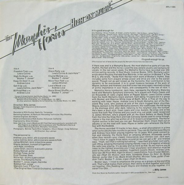 The Memphis Horns ~ High On Music (Vinyl) - Djungel & Jazz
