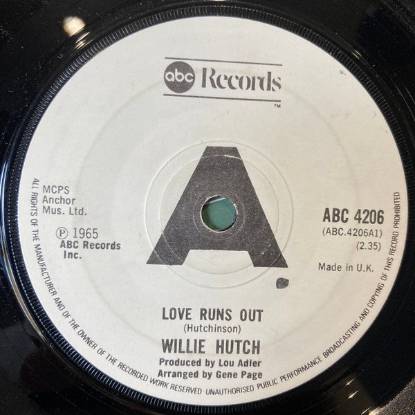 Willie Hutch / Bobby Hutton ~ Love Runs Out / Lend A Hand (Vinyl) - Djungel & Jazz