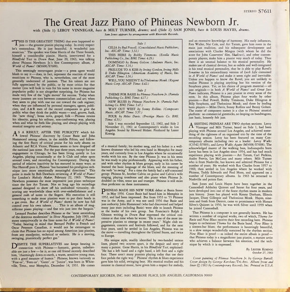 Phineas Newborn Jr. ~ The Great Jazz Piano Of Phineas Newborn Jr. (Vinyl) - Djungel & Jazz