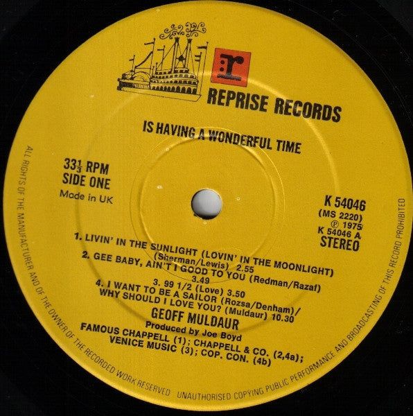 Geoff Muldaur ~ Is Having A Wonderful Time (Vinyl) - Djungel & Jazz