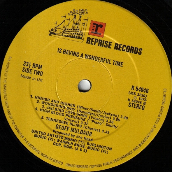 Geoff Muldaur ~ Is Having A Wonderful Time (Vinyl) - Djungel & Jazz