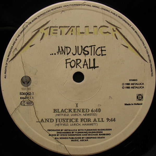 Metallica ~ ...And Justice For All (Vinyl) - Djungel & Jazz