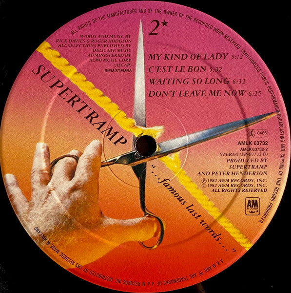 Supertramp ~ "...Famous Last Words..." (Vinyl) - Djungel & Jazz