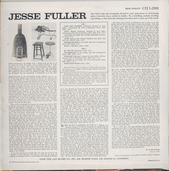 Jesse Fuller ~ Jazz, Folk Songs, Spirituals & Blues (Vinyl) - Djungel & Jazz