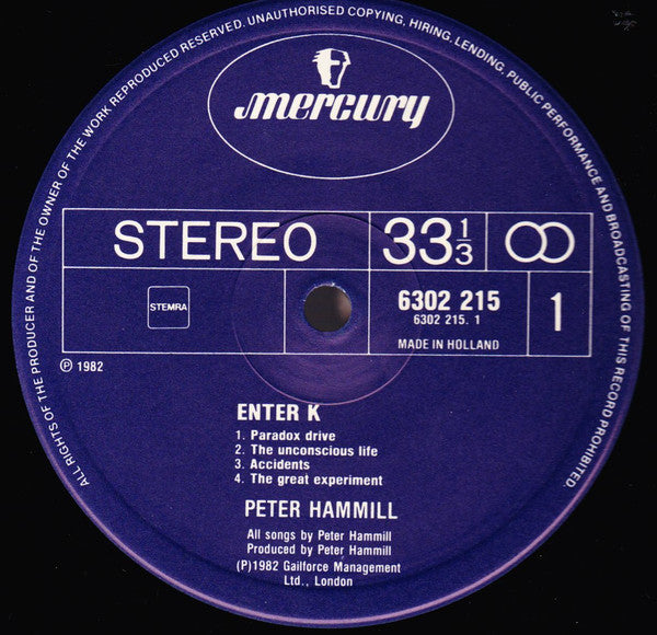 Peter Hammill ~ Enter K (Vinyl) - Djungel & Jazz