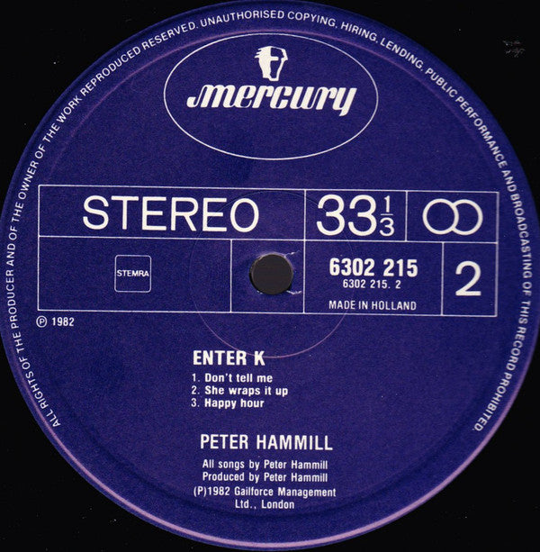 Peter Hammill ~ Enter K (Vinyl) - Djungel & Jazz