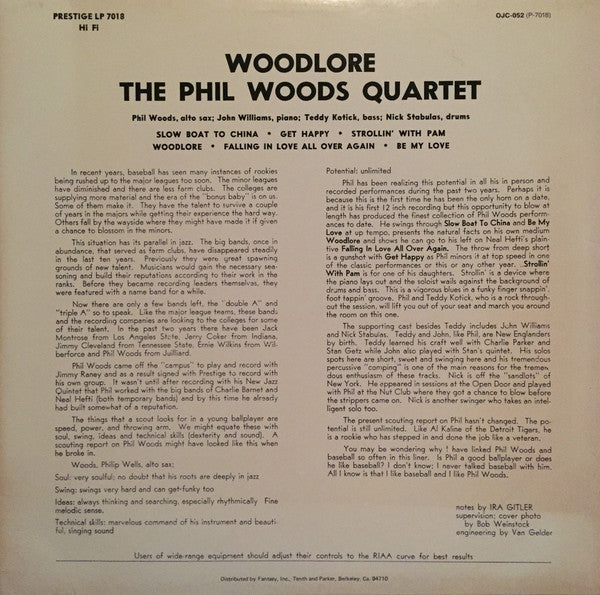 The Phil Woods Quartet ~ Woodlore (Vinyl) - Djungel & Jazz