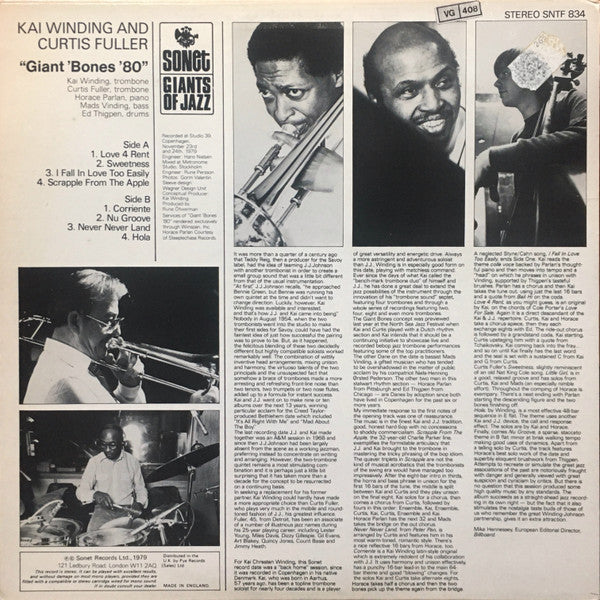 Kai Winding And Curtis Fuller ~ Giant Bones '80' (Vinyl) - Djungel & Jazz