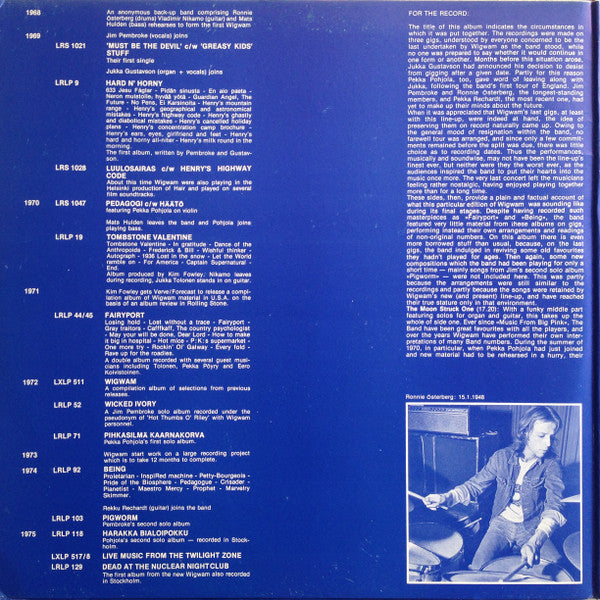 Wigwam (3) : Live Music From The Twilight Zone (2xLP, Album)