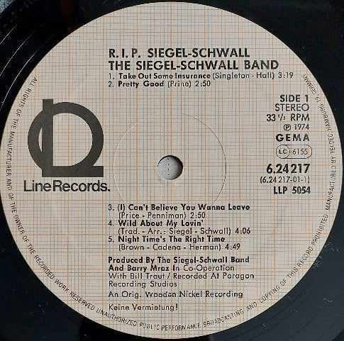 The Siegel-Schwall Band ~ R.I.P. Siegel/Schwall (Vinyl) - Djungel & Jazz