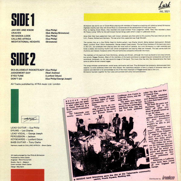 Brimstone (3) : Jah See And Know (LP, Album)