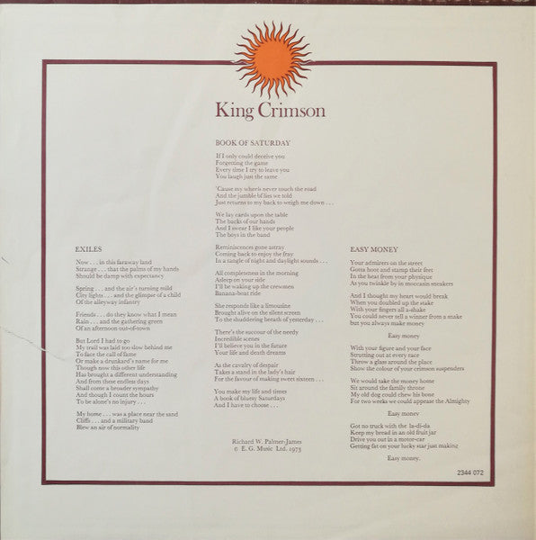 King Crimson ~ Larks' Tongues In Aspic (Vinyl) - Djungel & Jazz
