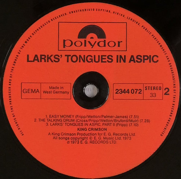 King Crimson ~ Larks' Tongues In Aspic (Vinyl) - Djungel & Jazz