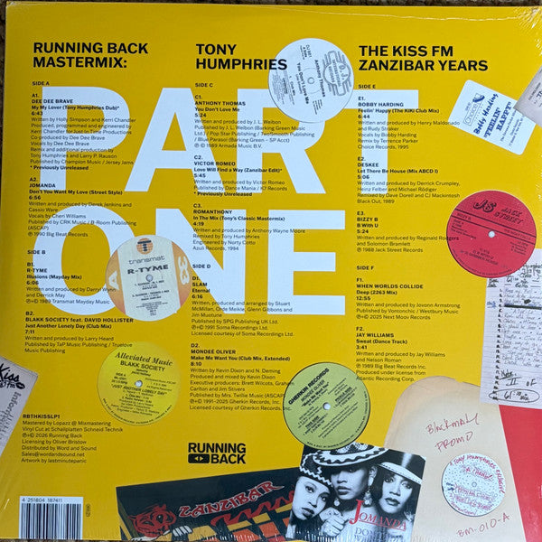 Tony Humphries ~ Running Back Mastermix: The Kiss FM Zanzibar Years (Part One) (Vinyl) - Djungel & Jazz