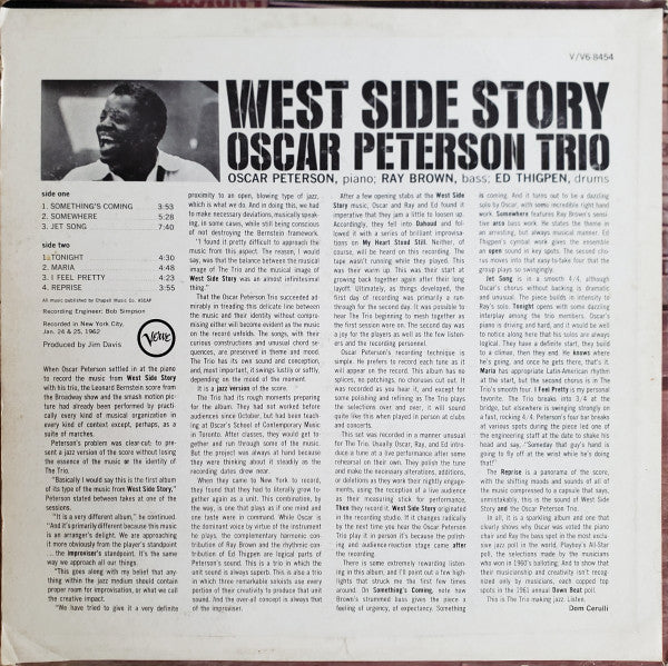 The Oscar Peterson Trio ~ West Side Story (Vinyl) - Djungel & Jazz