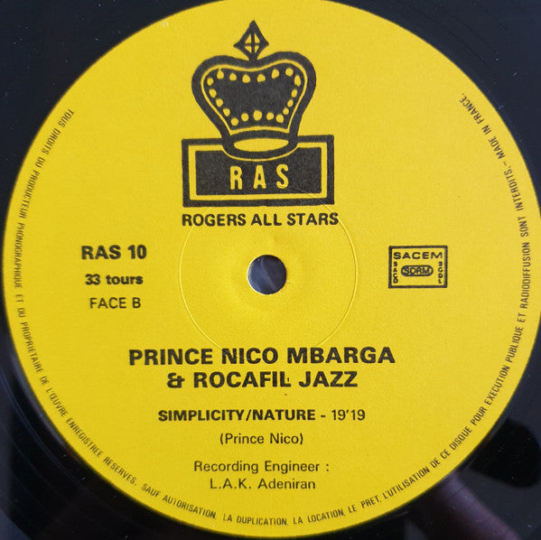 Prince Nico Mbarga And Rocafil Jazz : Free Education  (LP, Album, RE)