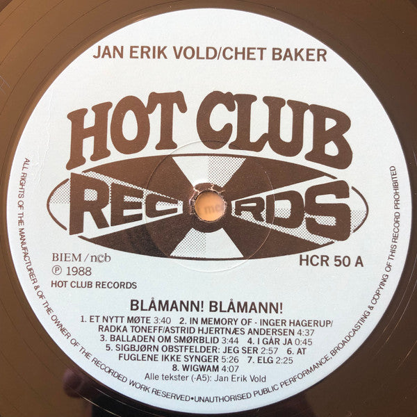 Jan Erik Vold Og Chet Baker ~ Blåmann! Blåmann! (Vinyl) - Djungel & Jazz