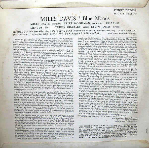 Miles Davis ~ Blue Moods (Vinyl) - Djungel & Jazz
