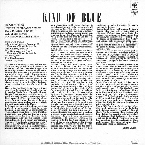 Miles Davis : Kind Of Blue (LP, Album, RE)