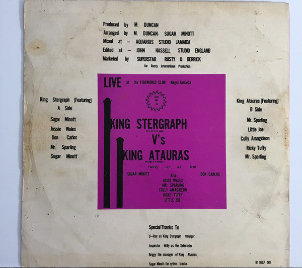 King Stur Gav Hi-Fi V's King Ataurus : Live At The Fishworld Club Negril (LP, Album)