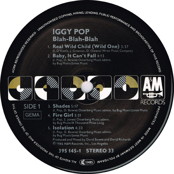 Iggy Pop ~ Blah-Blah-Blah (Vinyl) - Djungel & Jazz