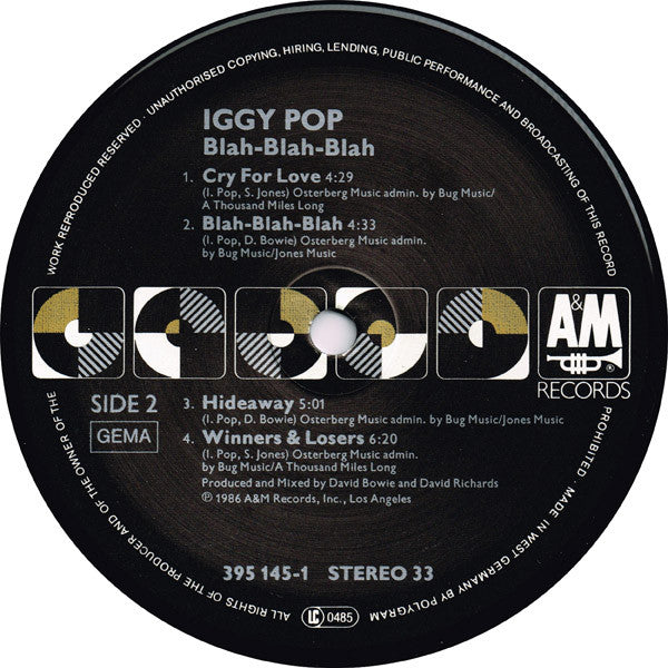 Iggy Pop ~ Blah-Blah-Blah (Vinyl) - Djungel & Jazz