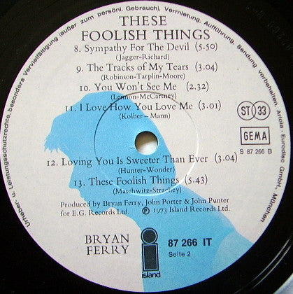 Bryan Ferry ~ These Foolish Things (Vinyl) - Djungel & Jazz