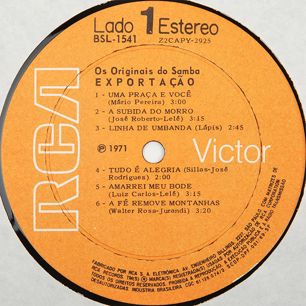Os Originais Do Samba : Exportação (LP, Album)