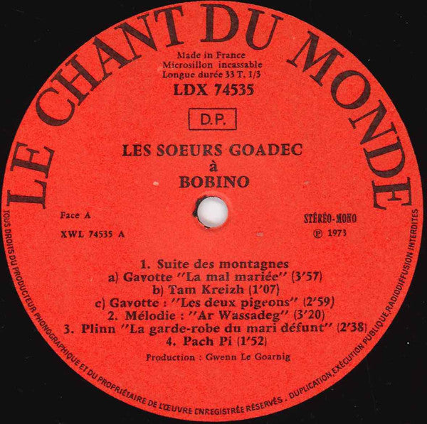 Les Sœurs Goadec = Les Sœurs Goadec ~ Ha Bobino = À Bobino (Vinyl) - Djungel & Jazz