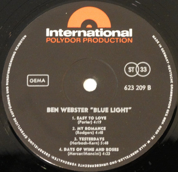 Ben Webster ~ Blue Light (Vinyl) - Djungel & Jazz