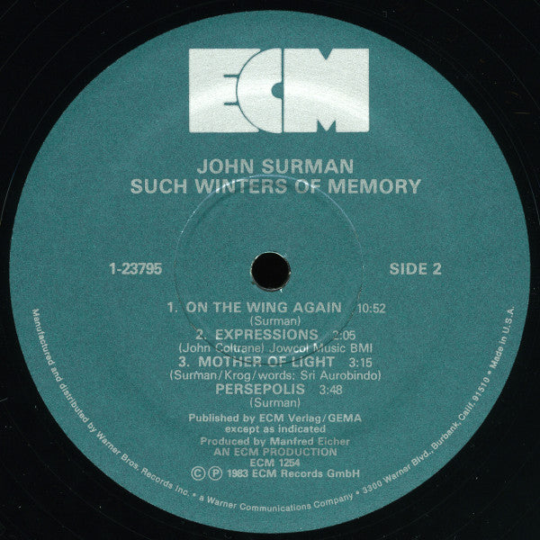 John Surman, Karin Krog, Pierre Favre ~ Such Winters Of Memory (Vinyl) - Djungel & Jazz