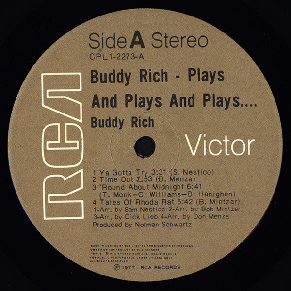 Buddy Rich ~ Buddy Rich Plays And Plays And Plays (Vinyl) - Djungel & Jazz