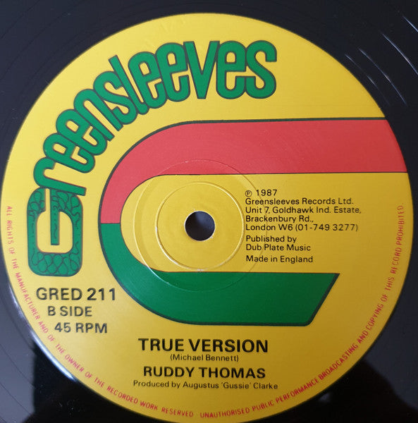 Ruddy Thomas : Too Good To Be True (12")