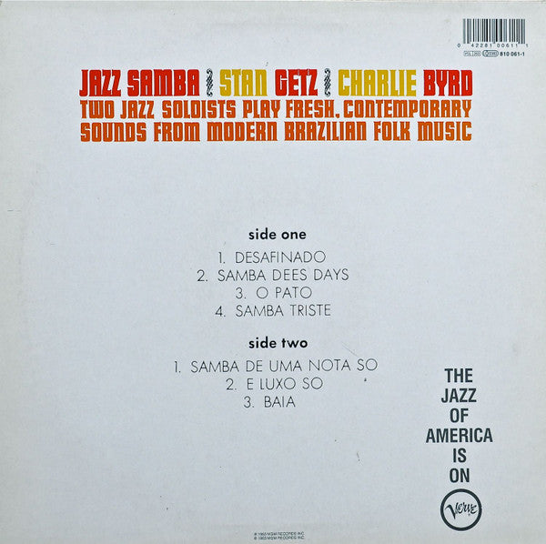 Stan Getz / Charlie Byrd : Jazz Samba (LP, Album, RE)
