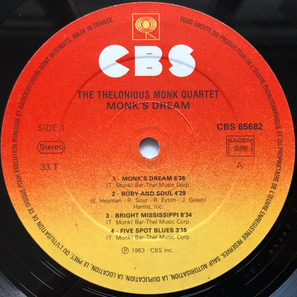The Thelonious Monk Quartet : Monk's Dream (LP, Album, RE)