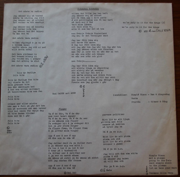 Ebba Grön ~ We're Only In It For The Drugs! (Vinyl) - Djungel & Jazz