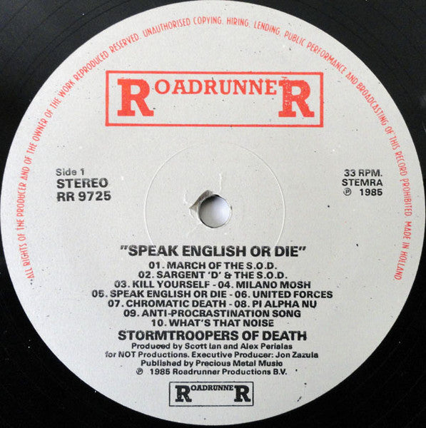 S.O.D.: Stormtroopers Of Death ~ Speak English Or Die (Vinyl) - Djungel & Jazz