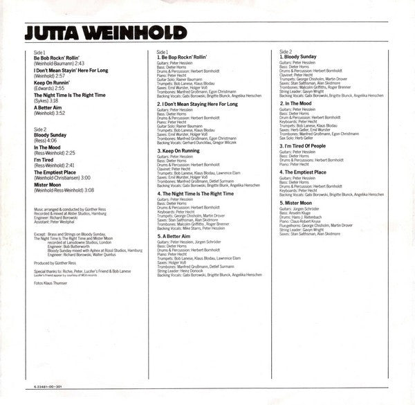 Jutta Weinhold ~ Jutta Weinhold (Vinyl) - Djungel & Jazz