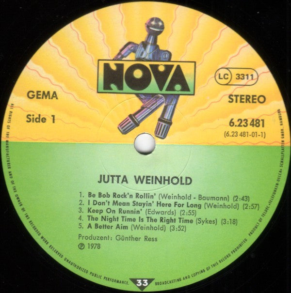 Jutta Weinhold ~ Jutta Weinhold (Vinyl) - Djungel & Jazz