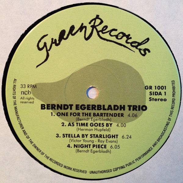 Berndt Egerbladh Trio ~ As Time Goes By (Vinyl) - Djungel & Jazz