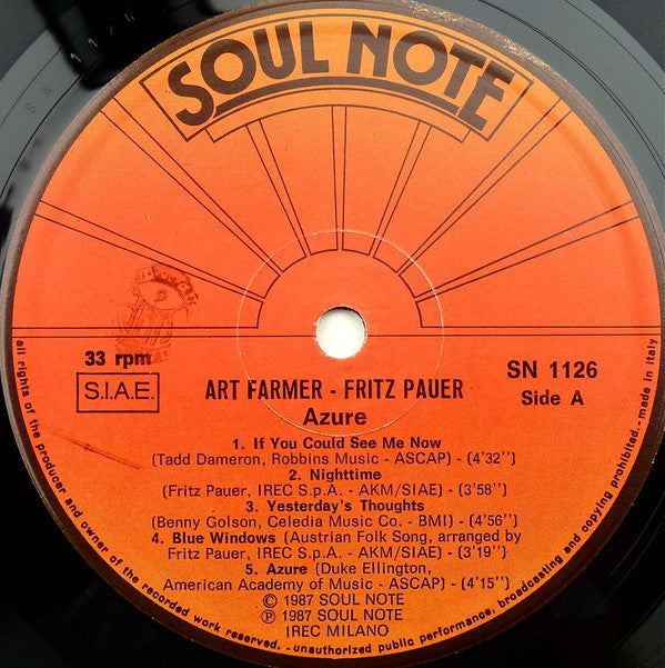Art Farmer, Fritz Pauer ~ Azure (Vinyl) - Djungel & Jazz