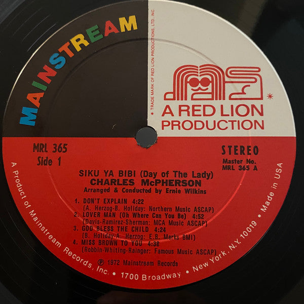 Charles McPherson ~ Siku Ya Bibi (Day Of The Lady) (Vinyl) - Djungel & Jazz
