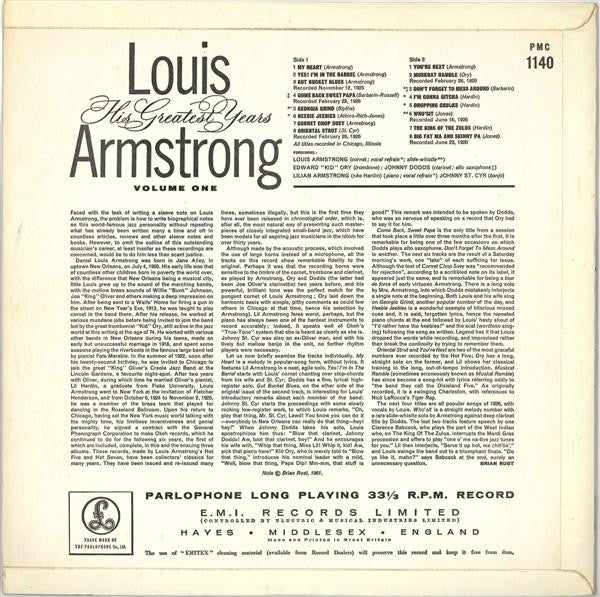 Louis Armstrong ~ His Greatest Years - Volume 1 (Vinyl) - Djungel & Jazz