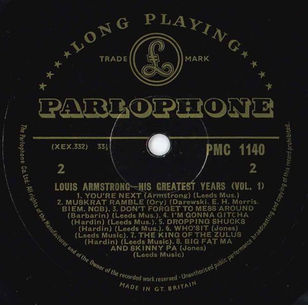 Louis Armstrong ~ His Greatest Years - Volume 1 (Vinyl) - Djungel & Jazz